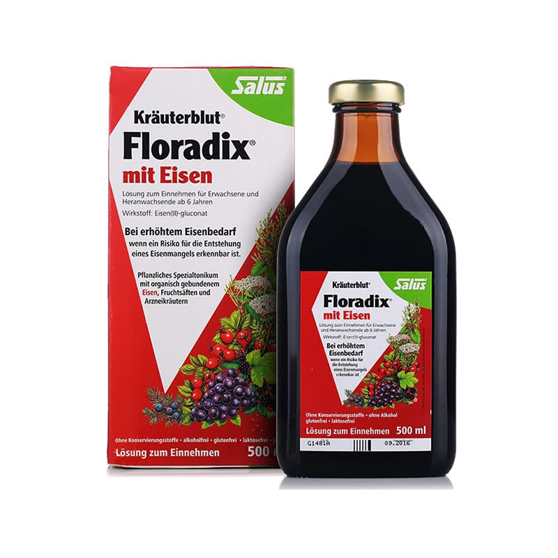 铁元salus德国红版Floradix女性孕妇儿童补铁补气血营养液500ml