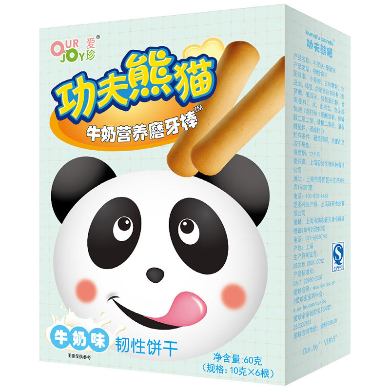 爱珍熊猫营养辅食饼干 宝宝零食牛奶味磨牙棒60g