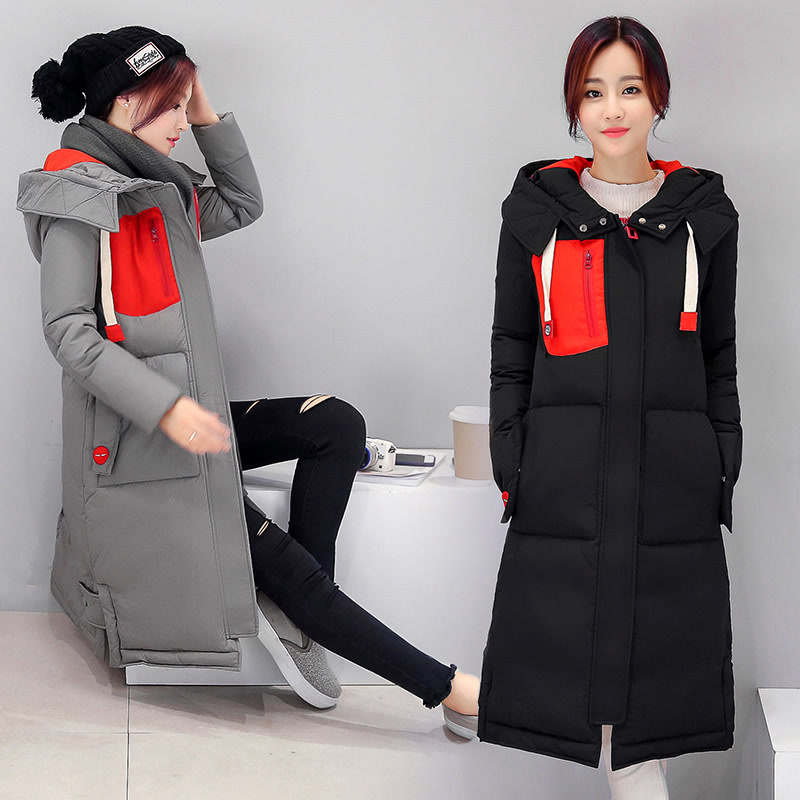 冬季新款韩版羽绒棉服女长款过膝棉服女修身外套