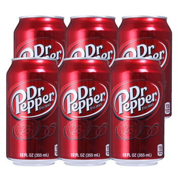美国进口 胡椒博士（Dr Pepper）原味碳酸饮料 355ml*6罐