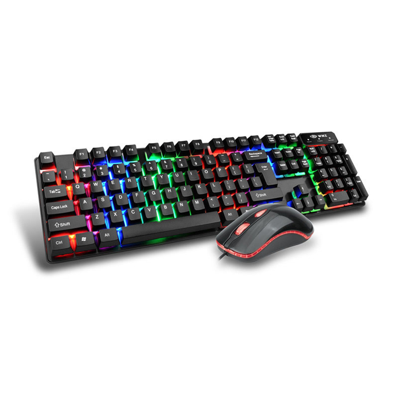T50彩虹发光键鼠套装 机械手感 悬浮式键盘 发光鼠标套装