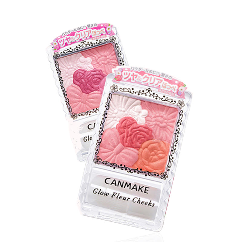 日本井田canmake 五色花瓣雕刻腮红 珠光哑光修容胭脂带刷多色选