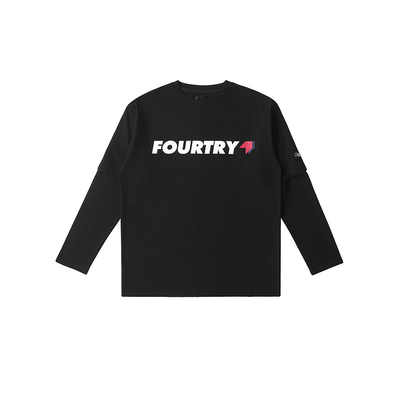 FOURTRY店款 logo款假两件长袖T恤