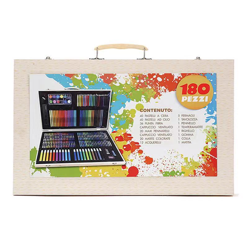 180木盒水彩笔画笔蜡笔套装美术用品儿童画笔套装